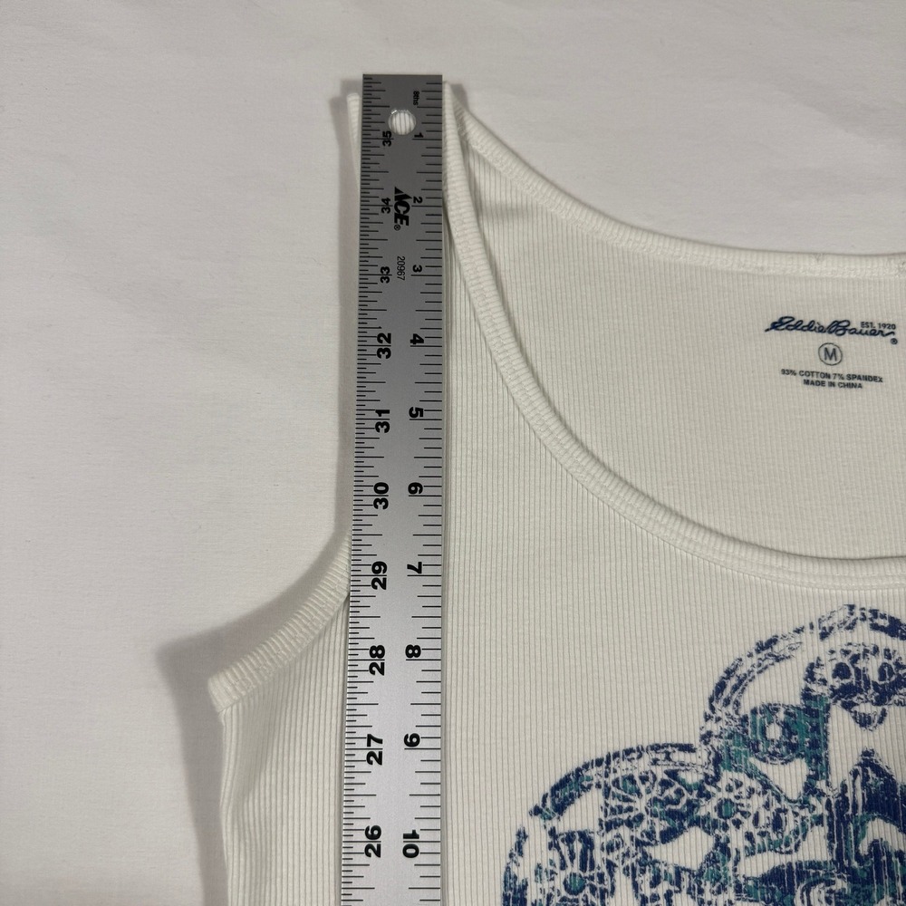 Eddie Bauer Womens Tank Top Sleveless White Blue Mandala Size M Yoga Athletic - Picture 10 of 12